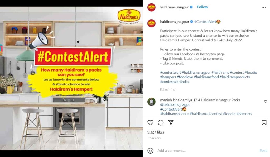 Contest on instagram